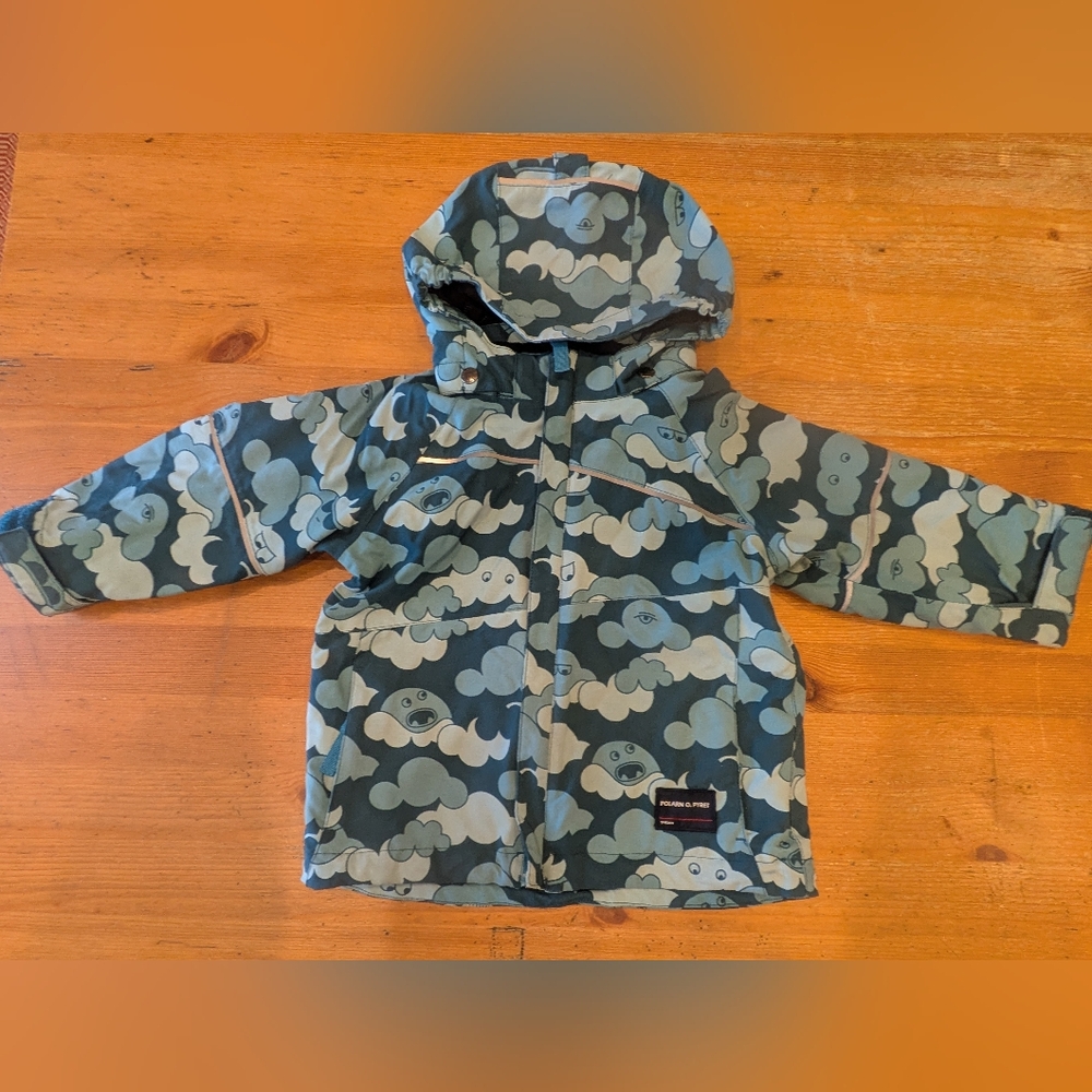 Polarn O. Pyret Teal and Black Patterned Jacket